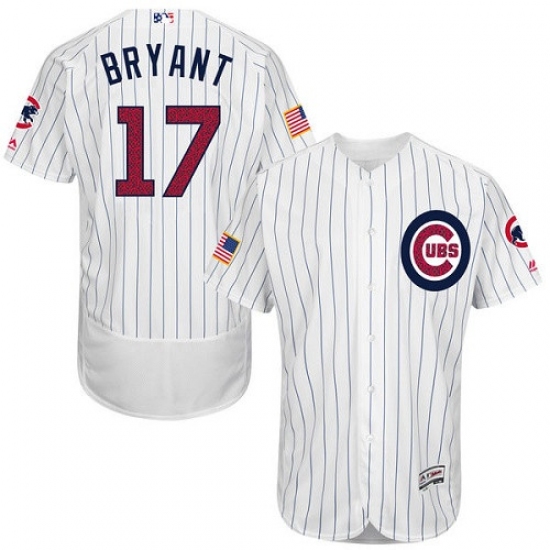 Men's Majestic Chicago Cubs #17 Kris Bryant White Fashion Stars & Stripes Flex Base MLB Jersey - Ujersey