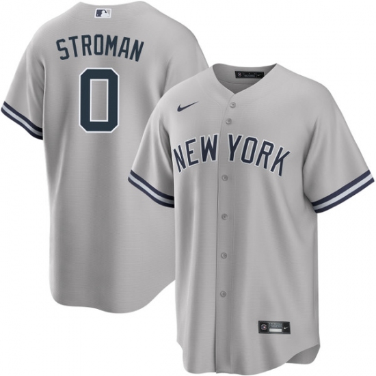 Men's New York Yankees #0 Marcus Stroman Gray Cool Base Stitched Baseball Jersey - Ujersey
