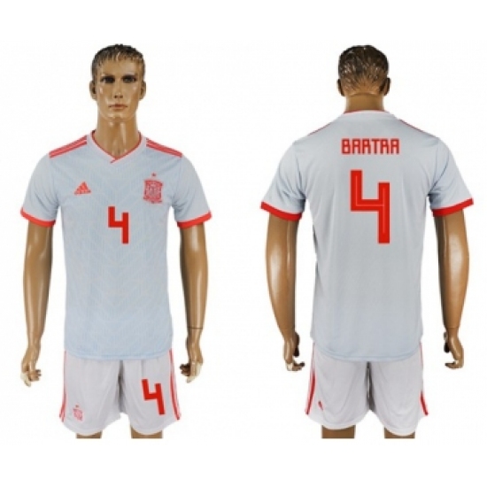 Spain #4 Bartra Away Soccer Country Jersey