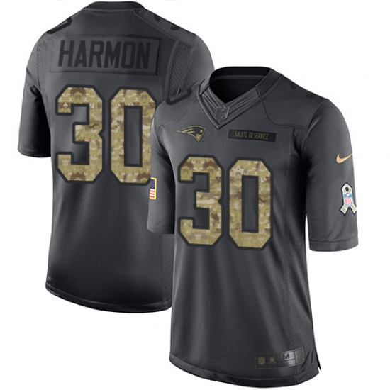 Men's Nike New England Patriots #30 Duron Harmon Limited Black 2016 Salute to Service NFL Jersey - Ujersey