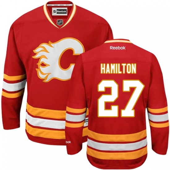 Men's Reebok Calgary Flames #27 Dougie Hamilton Authentic Red Third NHL Jersey - Ujersey