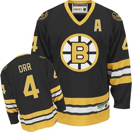 Youth CCM Boston Bruins #4 Bobby Orr Authentic Black Throwback NHL Jersey - Ujersey