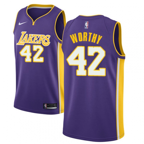 Women's Nike Los Angeles Lakers #42 James Worthy Swingman Purple NBA Jersey - Statement Edition - Ujersey