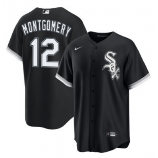 Men's Chicago White Sox #12 Colson Montgomery Black Cool Base Stitched Jersey - Ujersey