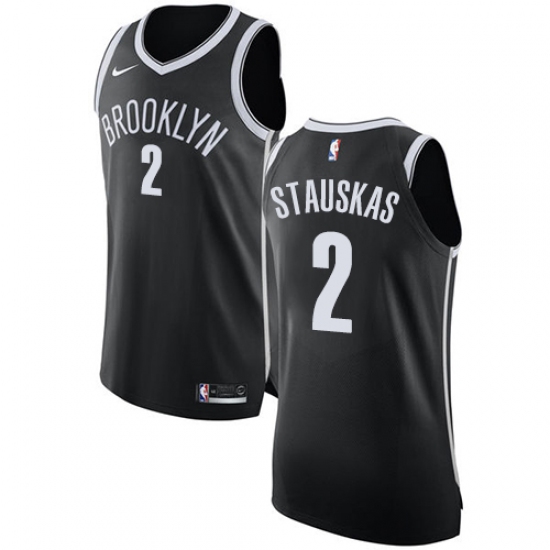 Men's Nike Brooklyn Nets #2 Nik Stauskas Authentic Black Road NBA Jersey - Icon Edition - Ujersey
