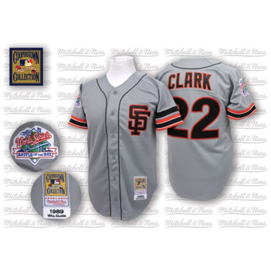 Men's Mitchell and Ness San Francisco Giants #22 Will Clark Replica Grey Throwback MLB Jersey - Ujersey