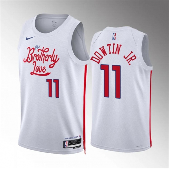 Men's Philadelphia 76ers #11 Jeff Dowtin Jr White City Edition Stitched Jersey - Ujersey