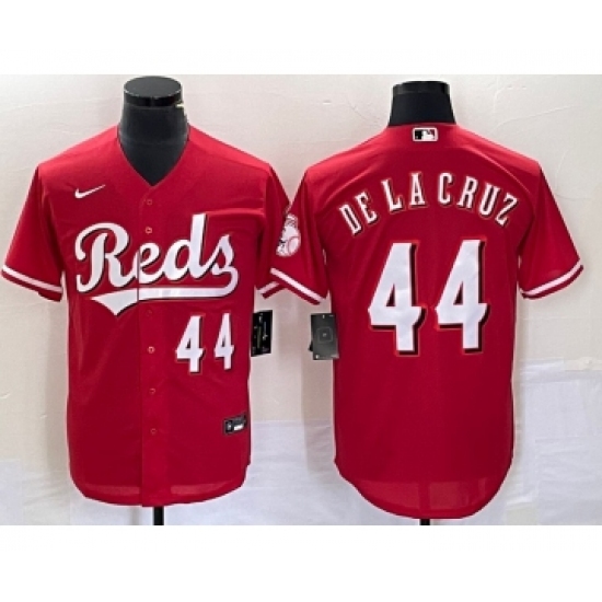 Youth Nike Cincinnati Reds #44 Elly De La Cruz Number Red Cool Base Stitched Baseball Jersey - Ujersey