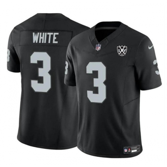Men's Las Vegas Raiders #3 Zamir White Black 2024 F.U.S.E 65th Anniversary Vapor Stitched Football Jersey
