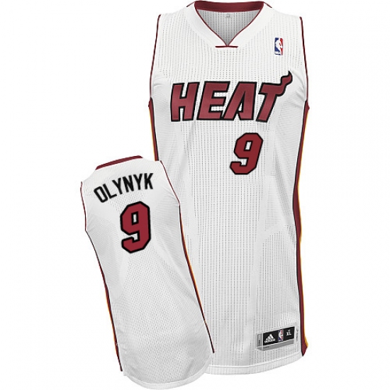 Men's Adidas Miami Heat #9 Kelly Olynyk Authentic White Home NBA Jersey - Ujersey