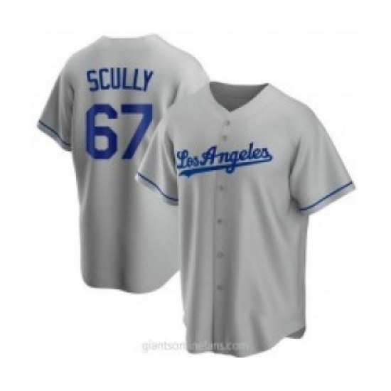 Men's Los Angeles Dodgers #67 Vin Scully Grey With Los Stitched MLB Cool Base Nike Jersey - Ujersey
