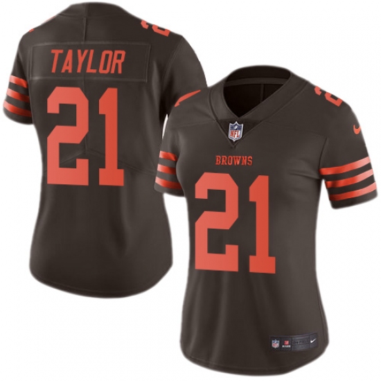 Women's Nike Cleveland Browns #21 Jamar Taylor Limited Brown Rush Vapor Untouchable NFL Jersey - Ujersey