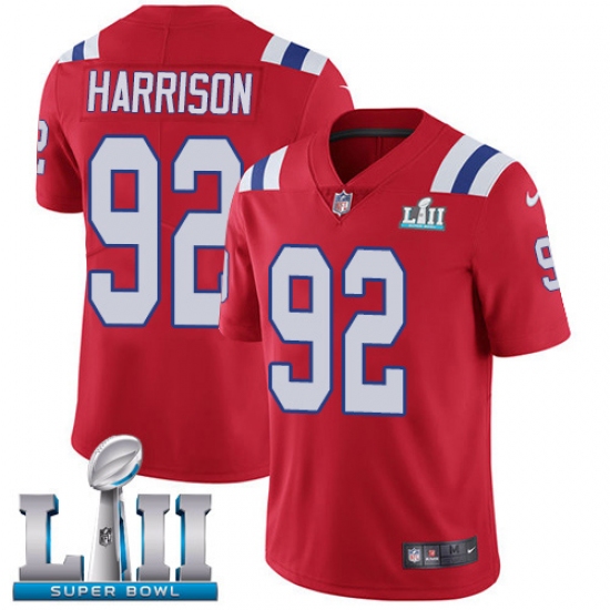Youth Nike New England Patriots #92 James Harrison Red Alternate Vapor Untouchable Limited Player Super Bowl LII NFL Jersey - ujerseystore