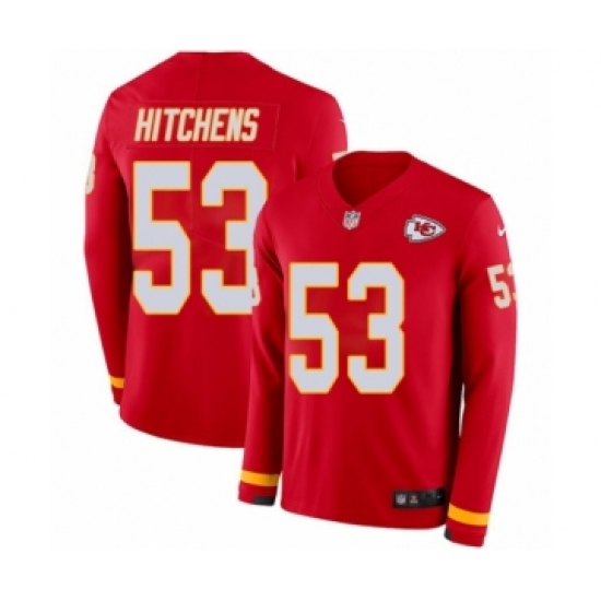 Men's Nike Kansas City Chiefs #53 Anthony Hitchens Limited Red Therma Long Sleeve NFL Jersey - Ujersey