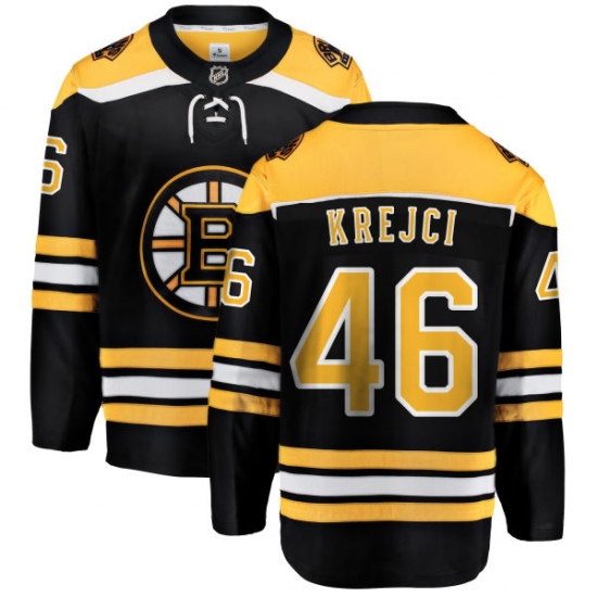 Men's Boston Bruins #46 David Krejci Authentic Black Home Fanatics Branded Breakaway NHL Jersey - Ujersey