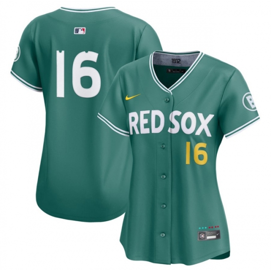 Women's Boston Red Sox #16 Jarren Duran Green 2025 City Connect Limited Stitched Baseball Jersey(Run Small) - Ujersey