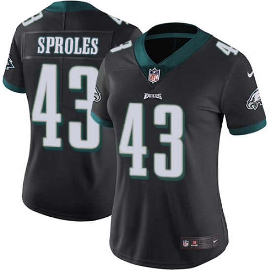 Women's Nike Philadelphia Eagles #43 Darren Sproles Black Alternate Vapor Untouchable Limited Player NFL Jersey - Ujersey