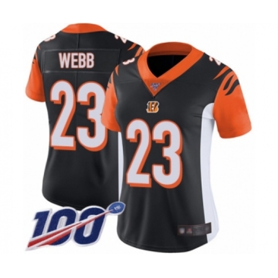 Women's Cincinnati Bengals #23 B.W. Webb Black Team Color Vapor Untouchable Limited Player 100th Season Football Jersey - Ujersey