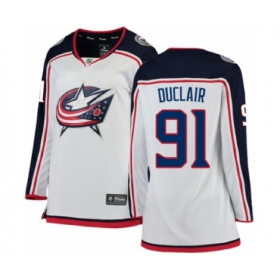 Women's Columbus Blue Jackets #91 Anthony Duclair Authentic White Away Fanatics Branded Breakaway NHL Jersey - Ujersey