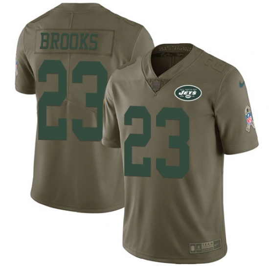 Youth Nike New York Jets #23 Terrence Brooks Limited Olive 2017 Salute to Service NFL Jersey - Ujersey