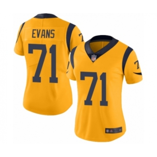 Women's Los Angeles Rams #71 Bobby Evans Limited Gold Rush Vapor Untouchable Football Jersey - Ujersey