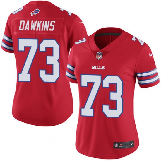 Women's Nike Buffalo Bills #73 Dion Dawkins Limited Red Rush Vapor Untouchable NFL Jersey - Ujersey