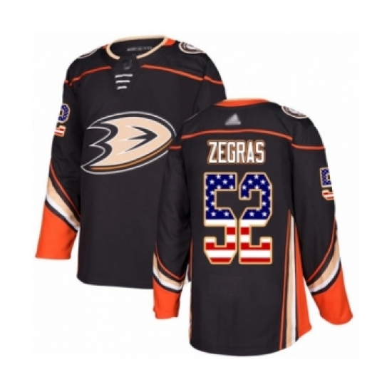 Youth Anaheim Ducks #52 Trevor Zegras Authentic Black USA Flag Fashion Hockey Jersey - Ujersey