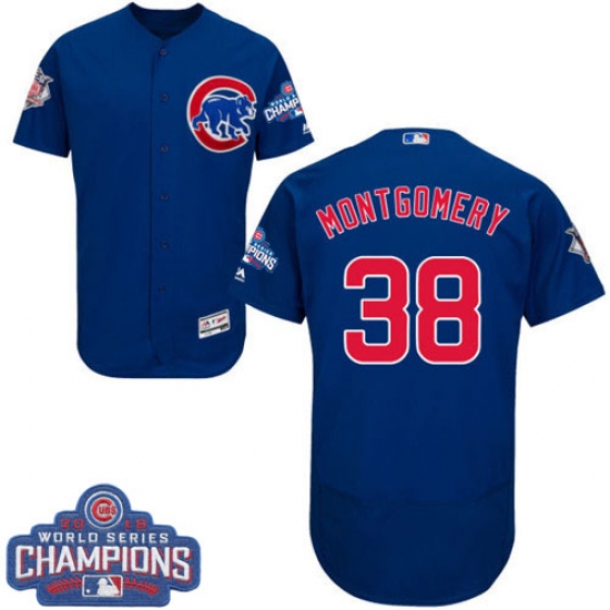 Men's Majestic Chicago Cubs #38 Mike Montgomery Royal Blue Alternate 2016 World Series Champions Flexbase Authentic Collection MLB Jersey - Ujersey