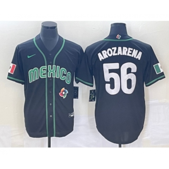 Men's Mexico Baseball #56 Randy Arozarena 2023 Black World Classic Stitched Jersey