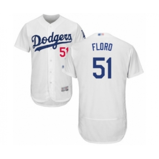 Men's Los Angeles Dodgers #51 Dylan Floro White Home Flex Base Authentic Collection Baseball Player Jersey - Ujersey