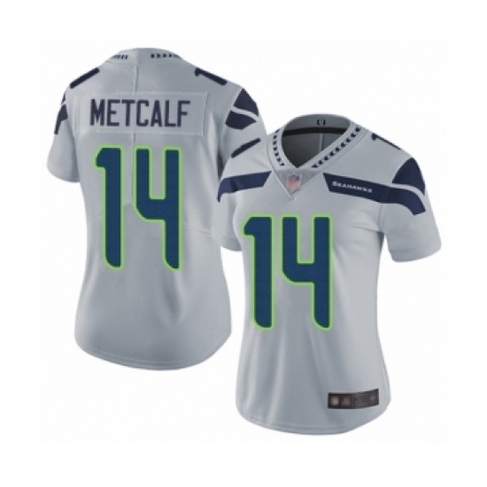 Women's Seattle Seahawks #14 D.K. Metcalf Grey Alternate Vapor Untouchable Limited Player Football Jersey - Ujersey
