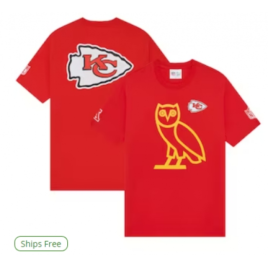 Men's Kansas City Chiefs OVO x NFL Red OG Owl T-Shirt - Ujersey