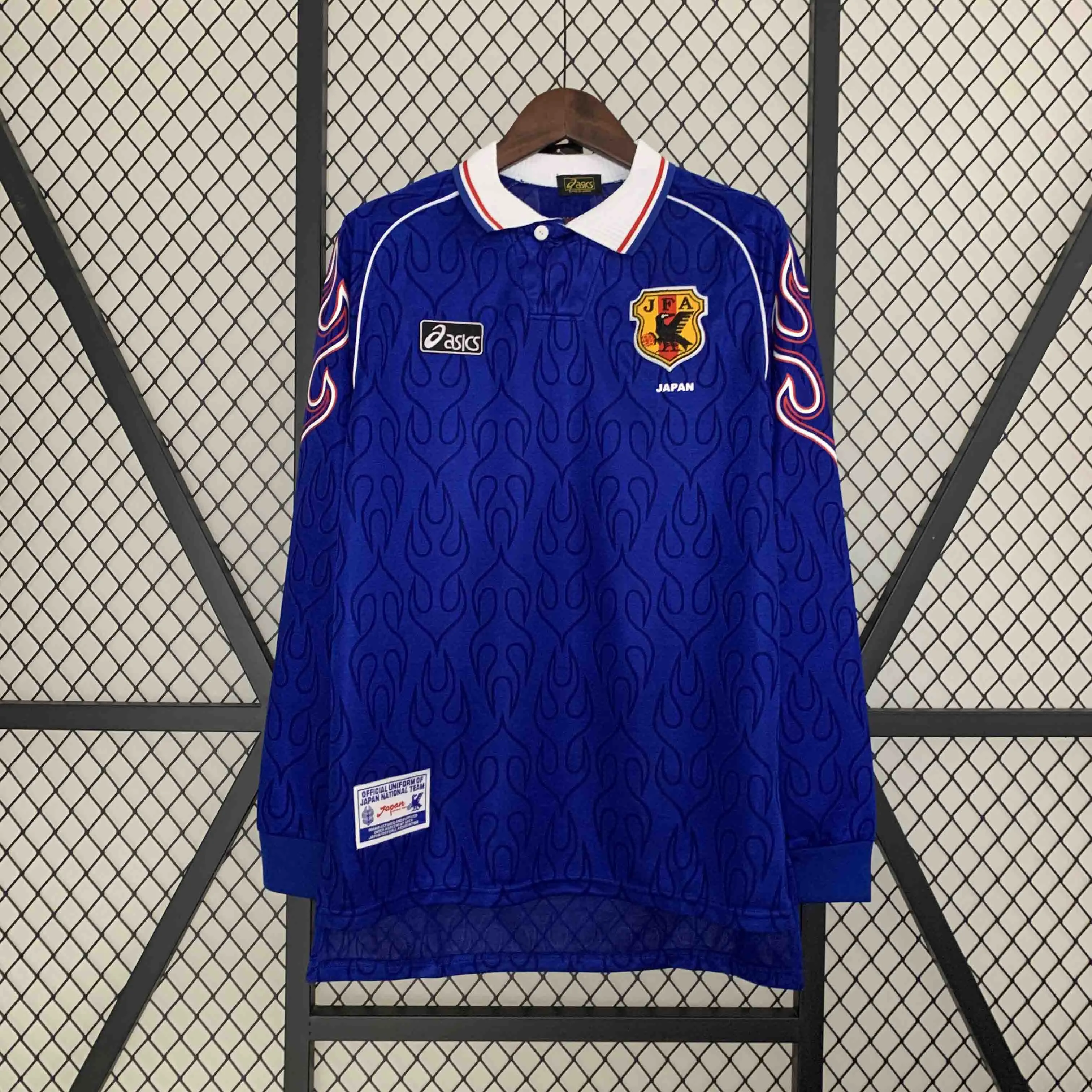 Japan Retro Soccer Jersey Home Custom Long Sleeve Shirt 1998 - ujerseystore