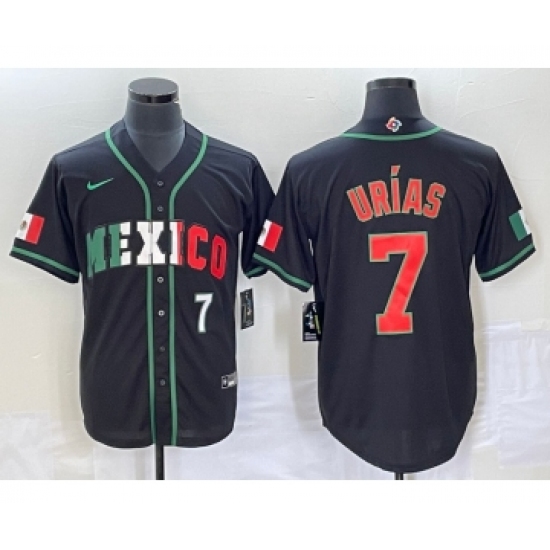 Men's Mexico Baseball #7 Julio Urias Number 2023 Black World Baseball Classic Stitched Jersey8