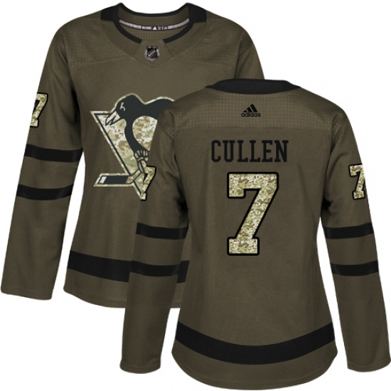 Women's Adidas Pittsburgh Penguins #7 Matt Cullen Authentic Green Salute to Service NHL Jersey - Ujersey