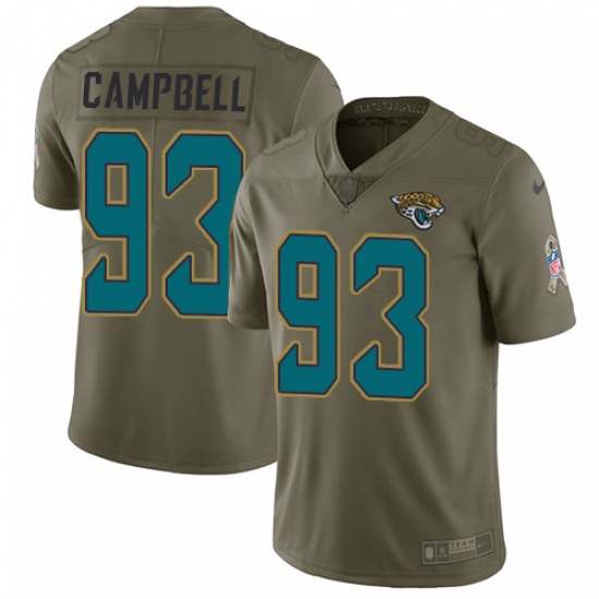 Men's Nike Jacksonville Jaguars #93 Calais Campbell Limited Olive 2017 Salute to Service NFL Jersey - Ujersey