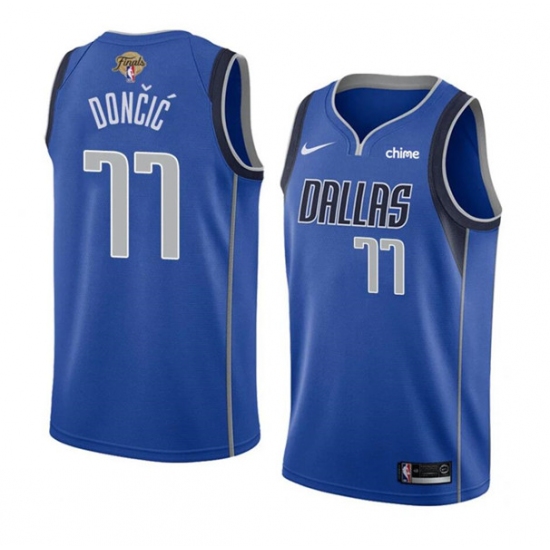 Men's Dallas Mavericks #77 Luka Doncic Blue 2024 Finals Icon Edition Stitched Basketball Jersey - Ujersey