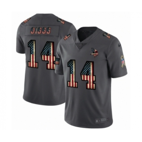 Men's Minnesota Vikings #14 Stefon Diggs Limited Black USA Flag 2019 Salute To Service Football Jersey - Ujersey