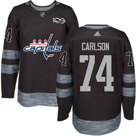 Men's Adidas Washington Capitals #74 John Carlson Authentic Black 1917-2017 100th Anniversary NHL Jersey - Ujersey
