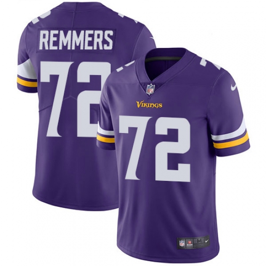 Men's Nike Minnesota Vikings #72 Mike Remmers Purple Team Color Vapor Untouchable Limited Player NFL Jersey - Ujersey