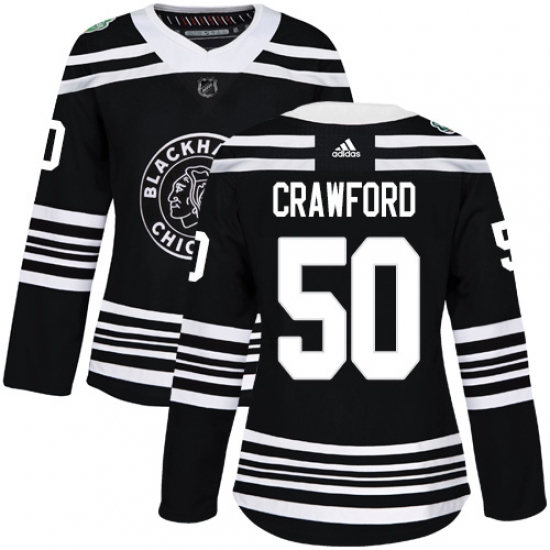 Women's Adidas Chicago Blackhawks #50 Corey Crawford Authentic Black 2019 Winter Classic NHL Jersey - Ujersey