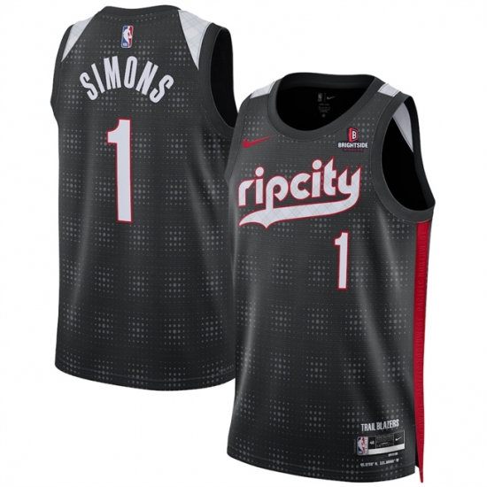 Men's Portland Trail Blazers #1 Anfernee Simons Black 2024-25 City Edition Edition Stitched Basketball Jersey - Ujersey
