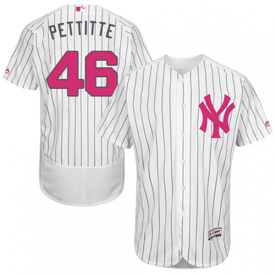 Men's Majestic New York Yankees #46 Andy Pettitte Authentic White 2016 Mother's Day Fashion Flex Base MLB Jersey - Ujersey