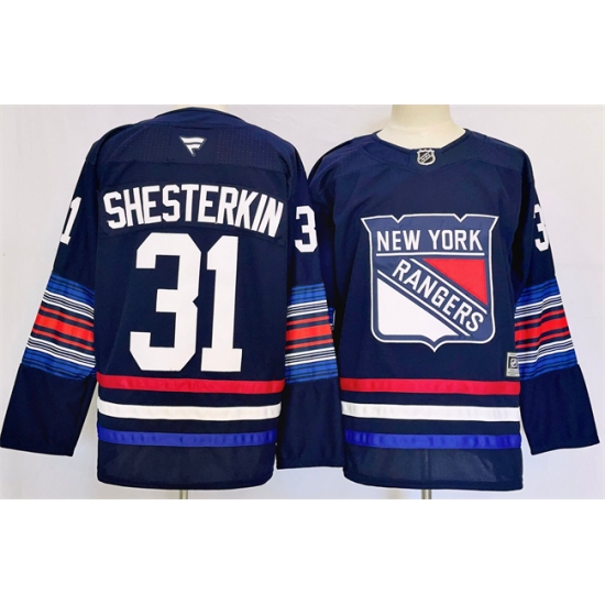 Men's New York Rangers #31 Igor Shesterkin Navy 2024-25 Stitched Jersey - Ujersey