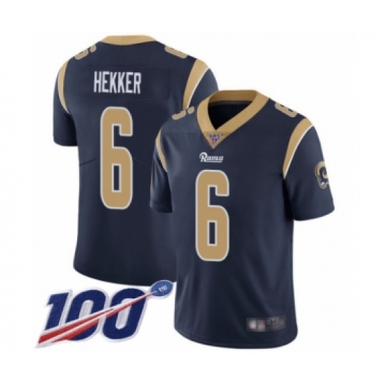 Men's Los Angeles Rams #6 Johnny Hekker Navy Blue Team Color Vapor Untouchable Limited Player 100th Season Football Jersey - Ujersey