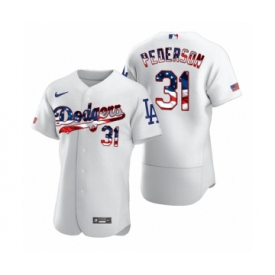 Men's Joc Pederson #31 Los Angeles Dodgers White 2020 Stars & Stripes 4th of July Jersey - Ujersey