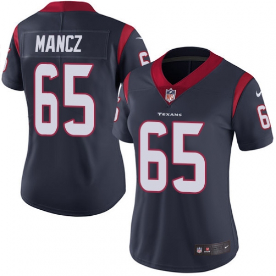 Women's Nike Houston Texans #65 Greg Mancz Elite Navy Blue Team Color NFL Jersey - Ujersey