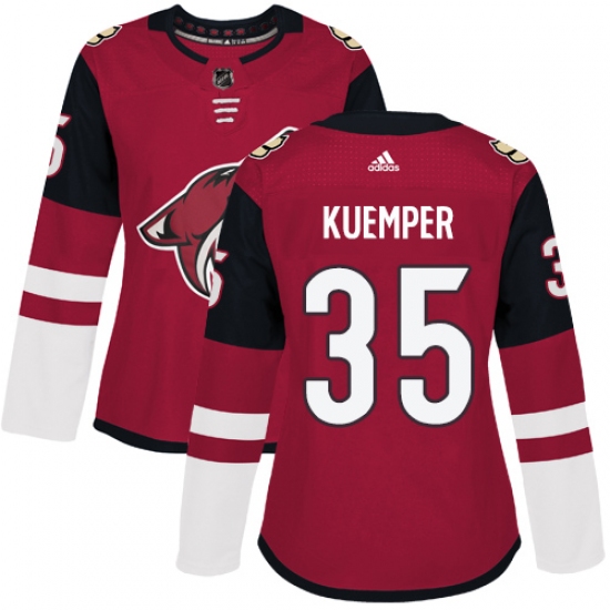 Women's Adidas Arizona Coyotes #35 Darcy Kuemper Authentic Burgundy Red Home NHL Jersey - Ujersey