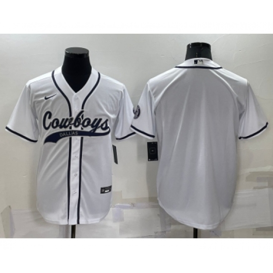 Men's Dallas Cowboys Blank White Stitched MLB Cool Base Nike Baseball Jersey - Ujersey