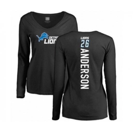 Football Women's Detroit Lions #26 C.J. Anderson Black Backer Long Sleeve T-Shirt - Ujersey